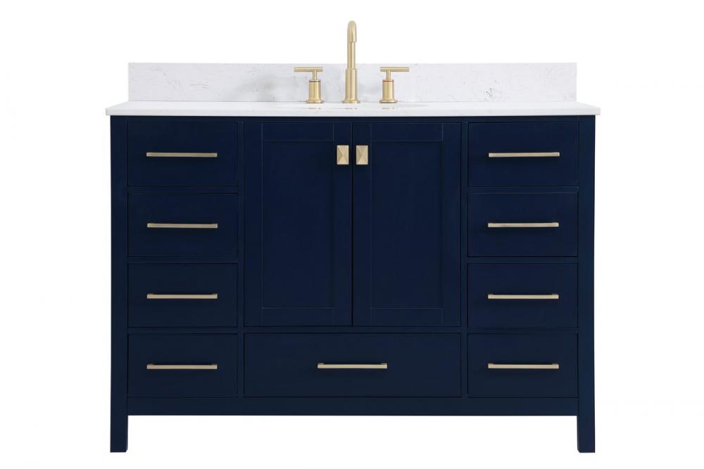 48 inch Single Bathroom Vanity in Blue with Backsplash