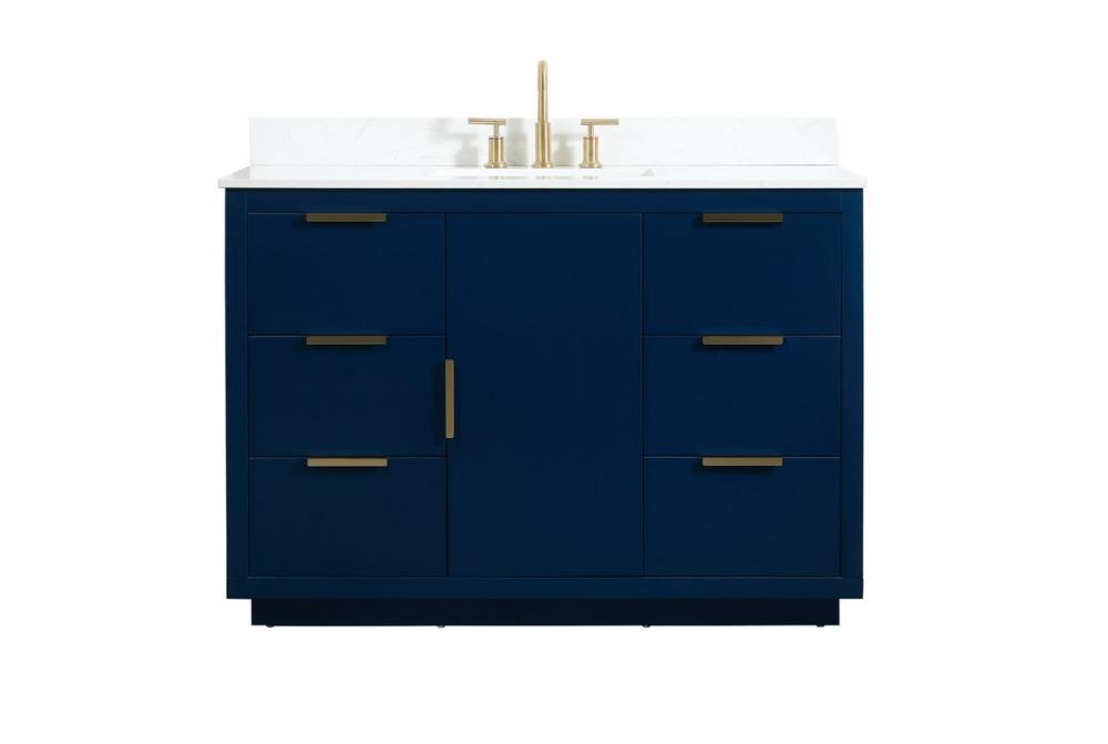 48 Inch Single Bathroom Vanity in Blue with Backsplash