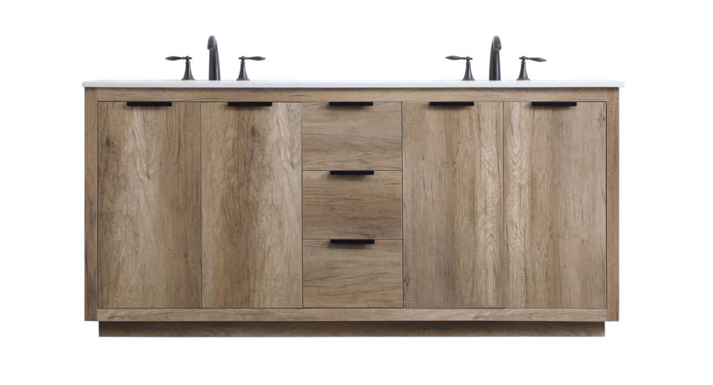 72 Inch Double Bathroom Vanity in Natural Oak