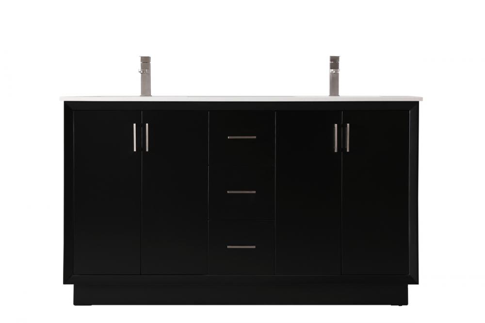 60 Inch Double Bathroom Vanity in Black