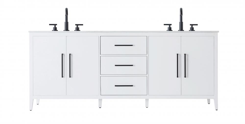 84 Inch Double Bathroom Vanity In White