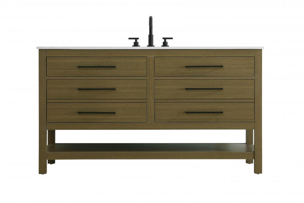 60 inch Single Bathroom Vanity in Chestnut Brown