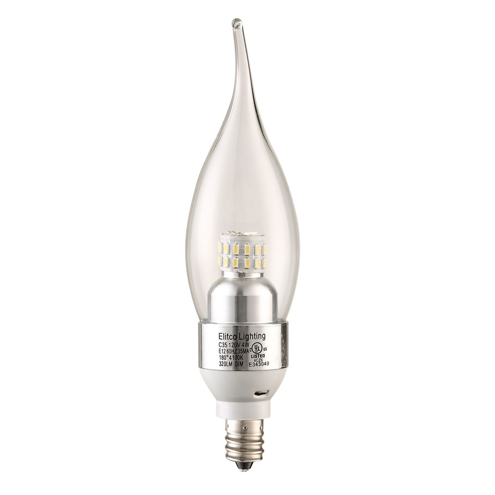 LED S30C35  E12 120V 4W 4100K 320LM  Dimmable CHROME