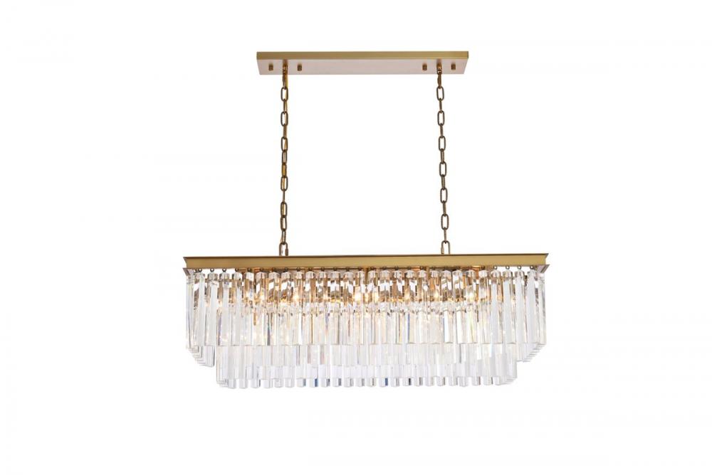 Sydney 40 Inch Rectangle Crystal Chandelier in Satin Gold