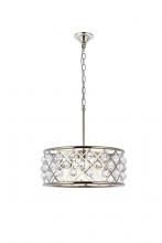 Elegant 1213D20PN/RC - Madison 5 light polished Nickel Pendant Clear Royal Cut Crystal