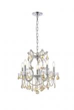 Elegant 2800D20C-GT/RC - Maria Theresa 6 Light Chrome Pendant Golden Teak (Smoky) Royal Cut Crystal