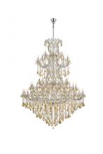 Elegant 2800G96C-GT/RC - Maria Theresa 84 Light Chrome Chandelier Golden Teak (Smoky) Royal Cut Crystal