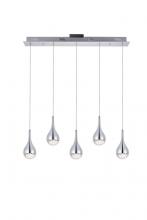 Elegant 3805D33C - Amherst Collection LED 5 - Light Chandelier 34in X 4in X 9in Chrome Finish