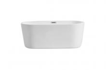 Elegant BT10659GW - 59 inch soaking roll top bathtub in glossy white