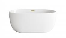 Elegant BT10754GW-BGD - 54 inch Soaking Bathtub in Glossy White with Brushed Gold Trim