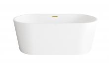 Elegant BT30159GW-BGD - 59 inch Bathtub in Glossy White with Brushed Gold Trim