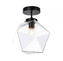 Elegant LD2346BK - Lawrence 1 Light Black and Clear Glass Flush Mount