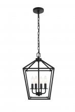 Elegant LD511H20BK - Gage 12 inch Lantern Pendant in Black