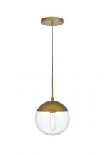 Elegant LD6031BR - Eclipse 1 Light Brass Pendant With Clear Glass