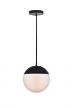 Elegant LD6032BK - Eclipse 1 Light Black Pendant With Frosted White Glass