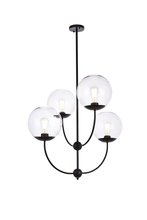Elegant LD652D30BK - Lennon 31.5 inch pendant in black with clear shade