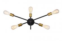 Elegant LD8003W24BK - Axel Collection Wall Sconce D24.7 H9.9 Lt:5 Black and Brass Finish