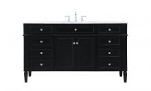 Elegant VF12560BK - 60 Inch Single Bathroom Vanity in Black