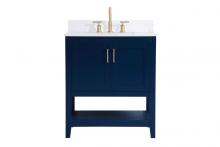 Elegant VF16030BL-BS - 30 Inch Single Bathroom Vanity in Blue with Backsplash