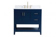 Elegant VF16036BL-BS - 36 Inch Single Bathroom Vanity in Blue with Backsplash