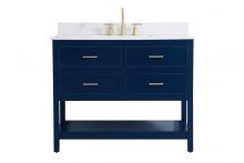 Elegant VF19042BL-BS - 42 inch Single bathroom vanity in blue with backsplash