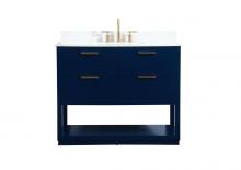 Elegant VF19242BL-BS - 42 inch Single bathroom vanity in blue with backsplash