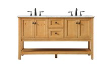 Elegant VF27060DNW - 60 inch double bathroom vanity in natural wood