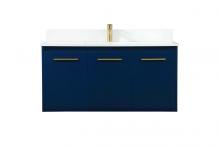 Elegant VF44540MBL-BS - 40 Inch Single Bathroom Vanity in Blue with Backsplash