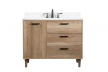 Elegant VF47042NT-BS - 42 inch Single bathroom vanity in natural oak with backsplash