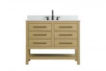 Elegant VF60542MHB-BS - 42  inch Single Bathroom Vanity in Honey Brown with backsplash