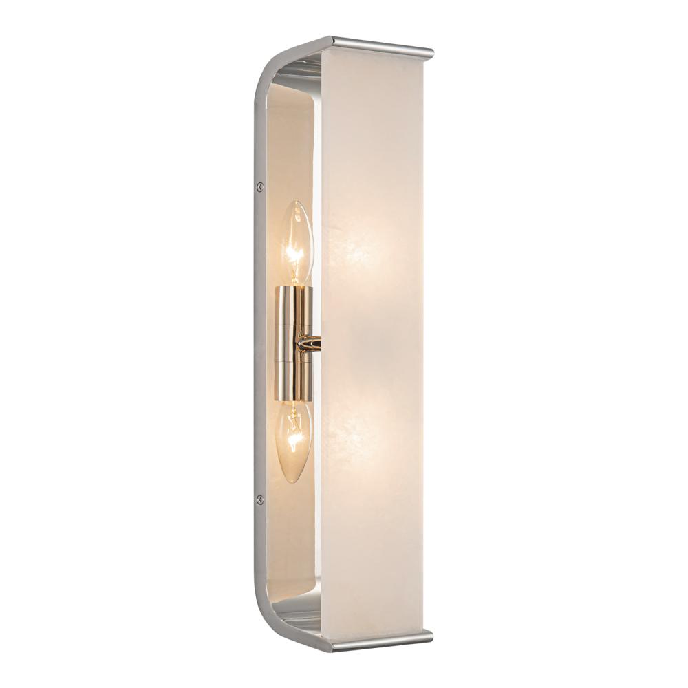 Abbott 19-in Polished Nickel/Alabaster 2 Lights Wall/Vanity