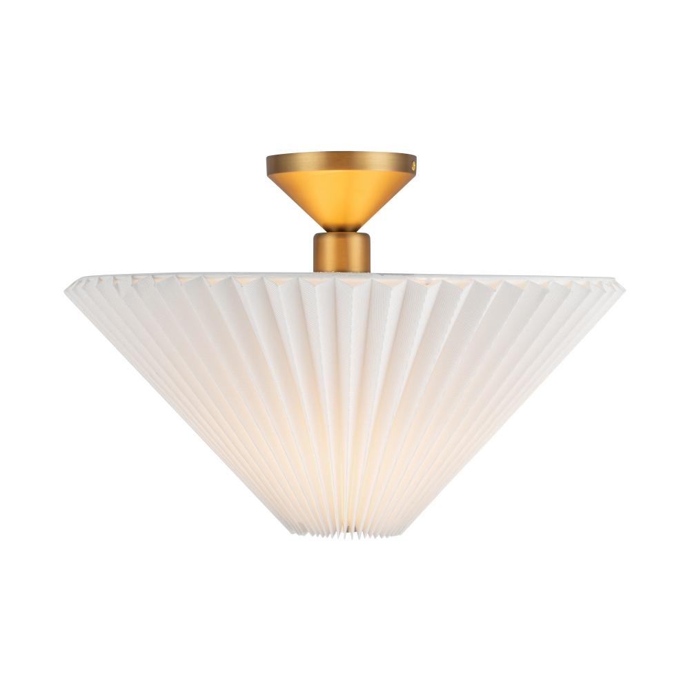 Bridgette 16-in Brushed Gold/Folded White Socket Semi-Flush Mount