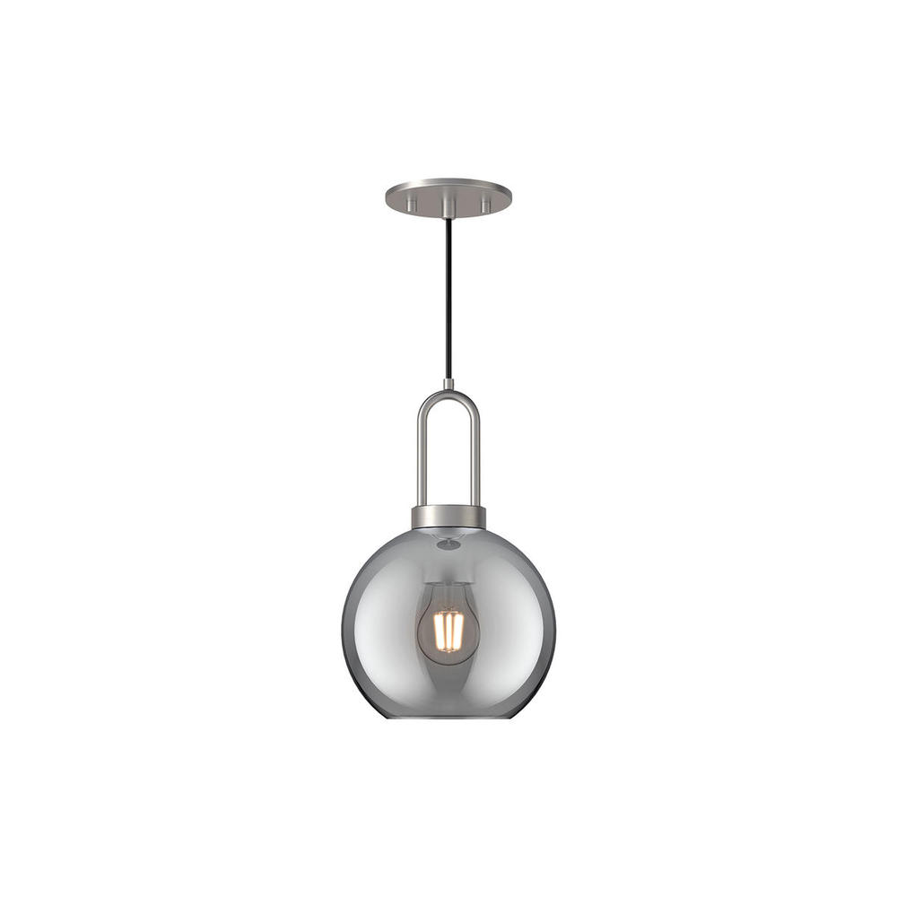 Soji 8-in Brushed Nickel/Smoked Solid Glass 1 Light Pendant