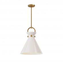 Alora Lighting PD412514AGGO - Emerson 14-in Aged Gold/Glossy Opal Glass 1 Light Pendant