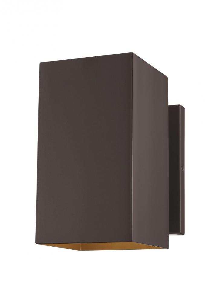 Pohl modern 1-light outdoor exterior Dark Sky compliant medium wall lantern in bronze finish with al