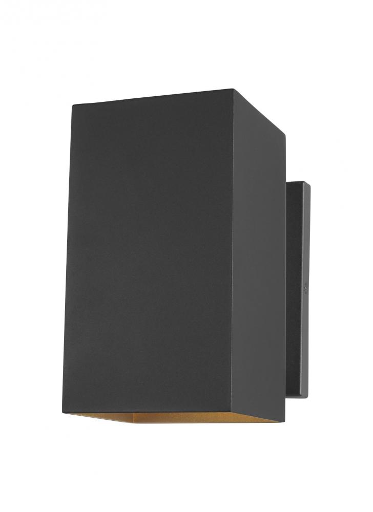 Pohl modern 1-light outdoor exterior Dark Sky compliant medium wall lantern in black finish with alu