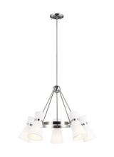 Visual Comfort & Co. Studio Collection 3190505-962 - Clark modern 5-light indoor dimmable ceiling chandelier pendant light in brushed nickel silver finis
