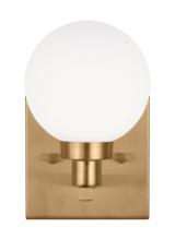 Visual Comfort & Co. Studio Collection 4161601-848 - Clybourn modern 1-light indoor dimmable bath vanity wall sconce in satin brass gold finish with whit