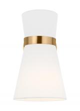 Visual Comfort & Co. Studio Collection 4190501EN3-848 - Clark modern 1-light LED indoor dimmable bath vanity wall sconce in satin brass gold finish with whi