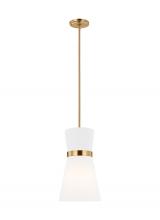 Visual Comfort & Co. Studio Collection 6590501-848 - Clark modern 1-light indoor dimmable ceiling hanging single pendant light in satin brass gold finish