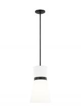 Visual Comfort & Co. Studio Collection 6590501EN3-112 - Clark modern 1-light LED indoor dimmable ceiling hanging single pendant light in midnight black fini