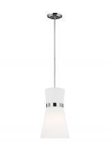 Visual Comfort & Co. Studio Collection 6590501EN3-962 - Clark modern 1-light LED indoor dimmable ceiling hanging single pendant light in brushed nickel silv
