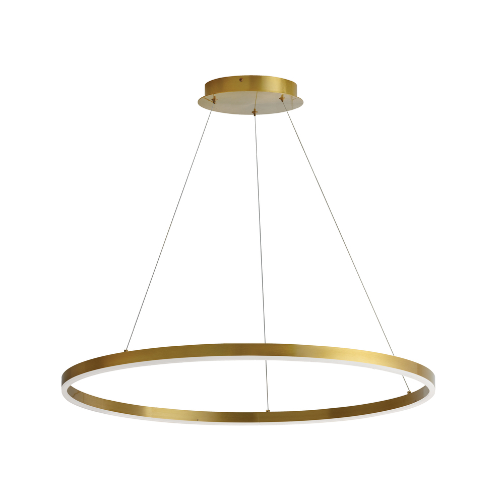 63W Chandelier, Aged Brass with White Acrylic Diffuser