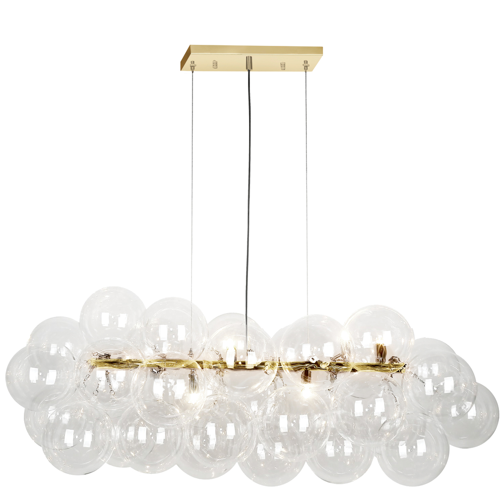 10 Light Halogen Horizontal Pendant, Aged Brass with Clear Glass