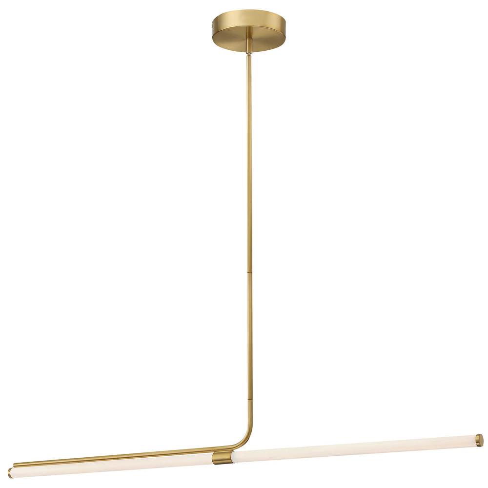 24W Horizontal Pendant, Aged Brass w/ White Acrylic Diffuser