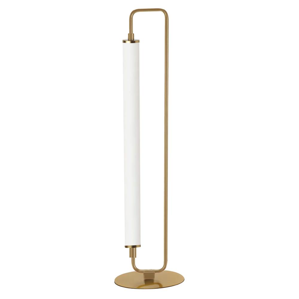 1 Light LED Freya Table Lamp Aged Brass w/ White Acrylic