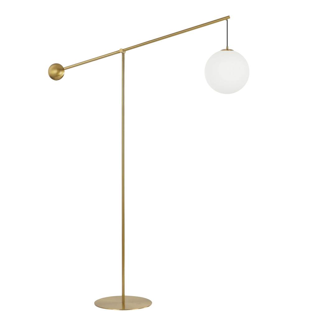 1 LT Incandescent Floor Lamp, AGB w/ Opal Glass