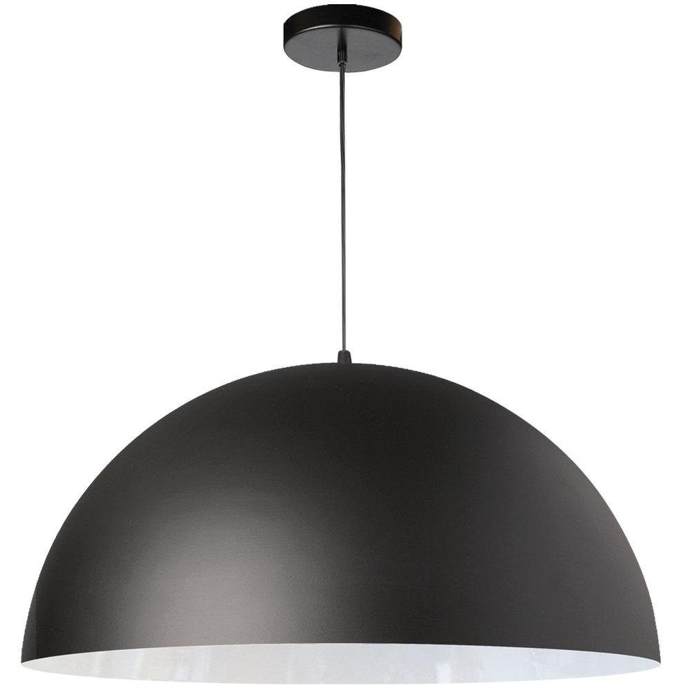 1 Light Incandescent Large Dome Pendant, Matte Black