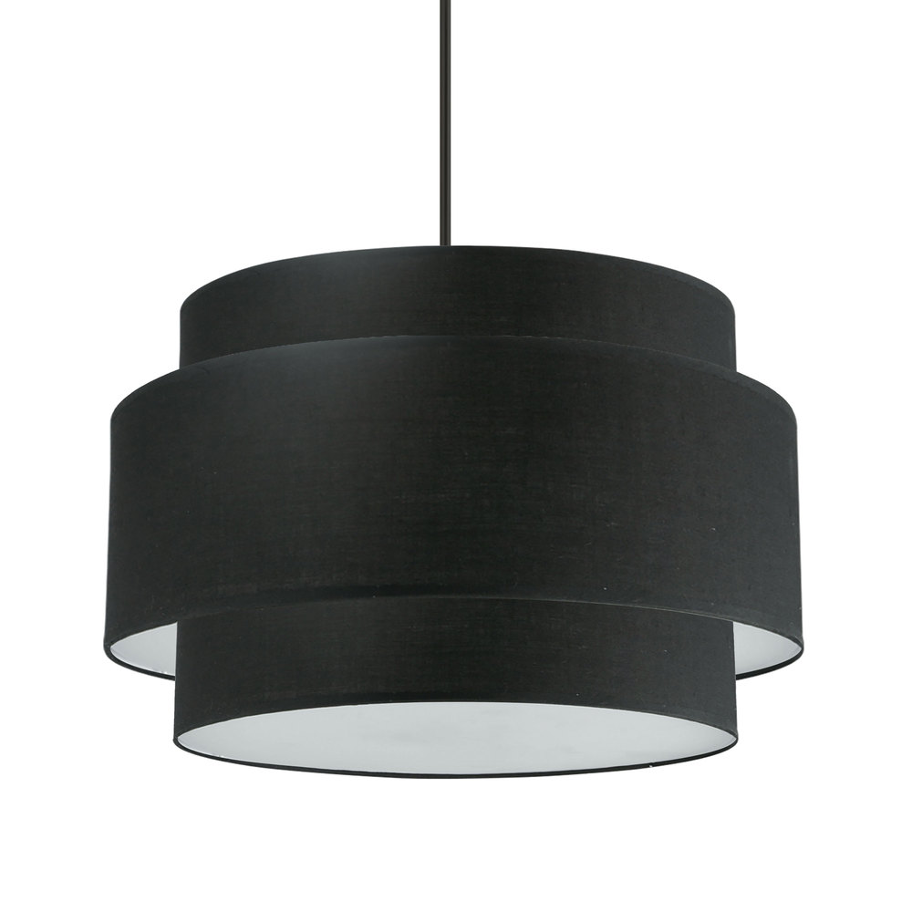 4 Light Incandescent Chandelier, Matte Black with Black Shade