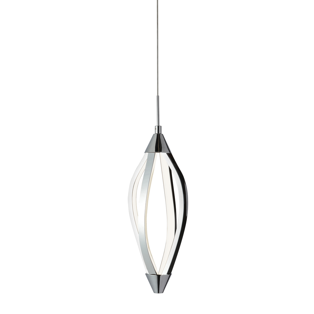 15 Watts LED Pendant with Swooped Arms, Polished Chrome Finish